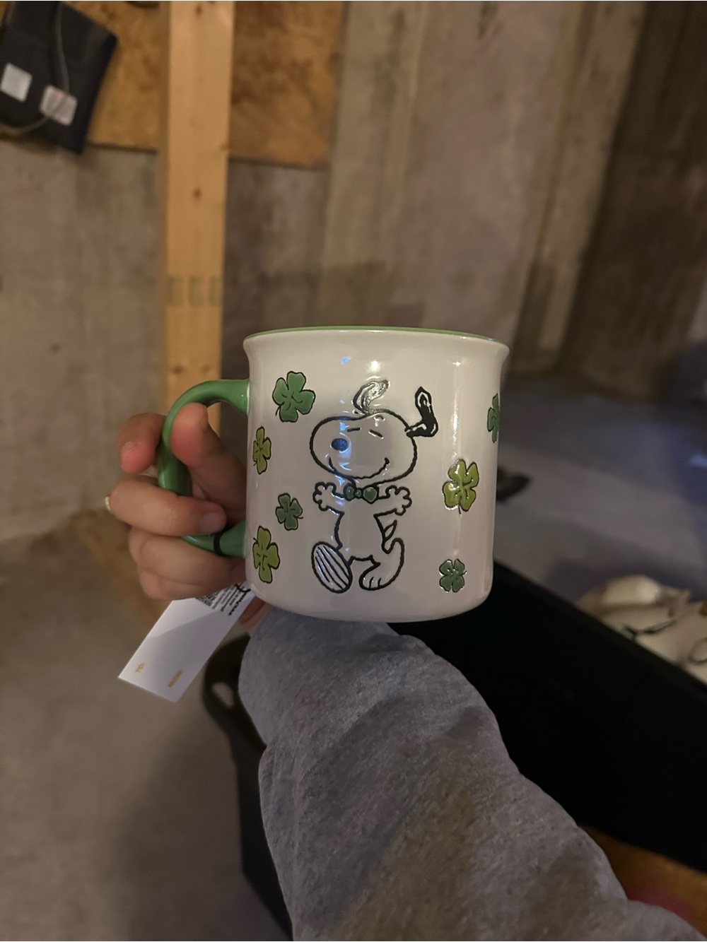 Green Clover Snoopy Ceramic Coffee Mug
